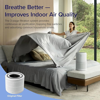 LEVOIT Core 300 Purifier with Replacement Filter - HEPA Air Cleaner Eliminates Allergens for Bedroom, Pets, Smokers In 1095 Sq.Ft Coverage. 24db Quiet Operation and Auto Mode.