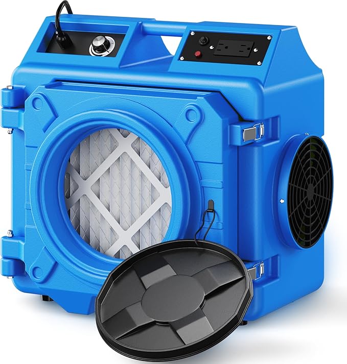 Air Scrubber with 3 Stage Filtration, 550CFM Stackable Negative Air Machine for Industrial and Commercial Use, Heavy Duty Air Cleaner with HEPA/Activated carbon Filter, Yellow