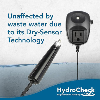 HC5000T Electronic Sewage Pump Switch, 12ft Cord - No Pit Entry, Smart Alarm System Water Sensor for Sump Pump - Compatible with All Pumps & Pit Sizes - Prevents Flooding in Basements, Lift Stations