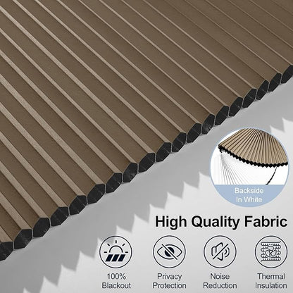 BERISSA Motorized Cellular Shades, Blackout Smart Honeycomb Blinds with Remote Control & Hub, Custom Room Darkening Automatic Cellular Window Blinds for Home Office, Living Room, Door,Brown