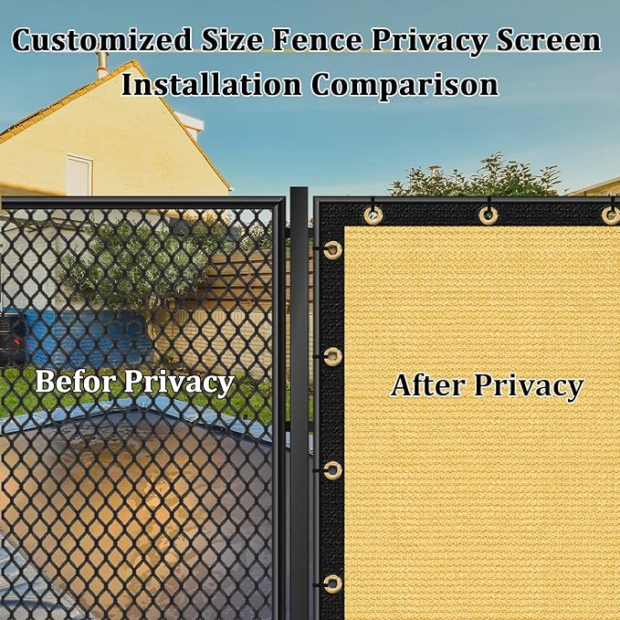 Shade&Beyond 6'x80' Sand Privacy Screen Fence Cover 170 GSM Fencing Mesh Fence Panel for Wall Garden Yard Backyard Indoor Outdoor Home Decoration