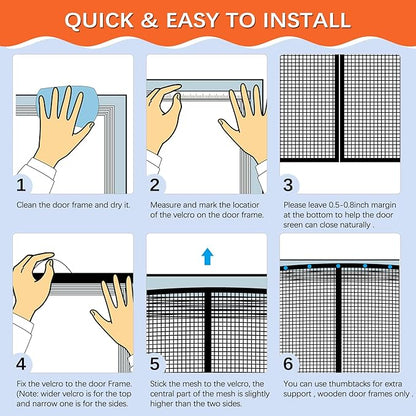 Fiberglass Magnetic Screen Door Fit Door Size 38 x 82 in- Heavy Duty Fiberglass Screen Door Mesh for Interior Door, Patio and Sliding Doors - Door Screen Magnetic Closure Let Fresh Air in