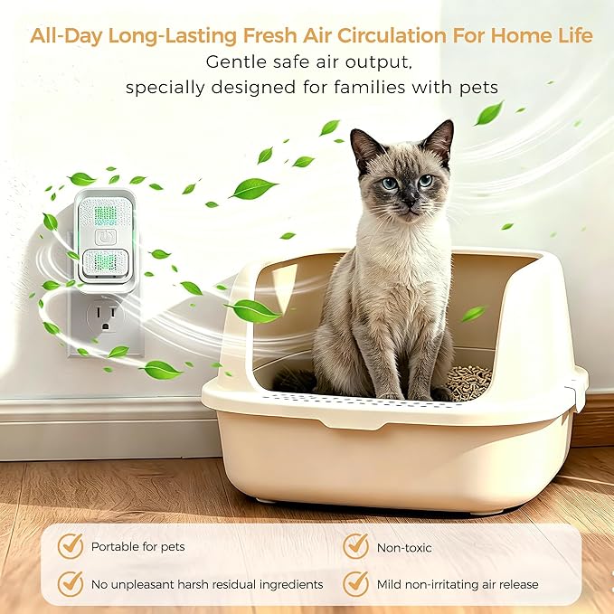 Plug In Air Ionizer - Anion Air Purifier for Home Bedroom Office, Small Mini Quiet, Portable Air Freshener for Odor, Dust, Pets Smell, White