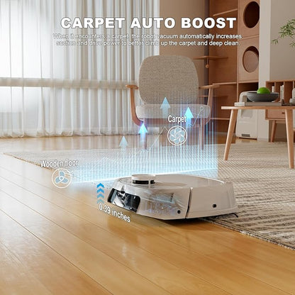 TECBOT Robot Vacuum and Mop (M1 Pro) - LiDAR Robotic Vacuums Cleaner for Home with Pet Hair, Carpet, Hardwood Floors, Auto Smart Mopping, Self Cleaning, Avoids Obstacles, Voice Control, White