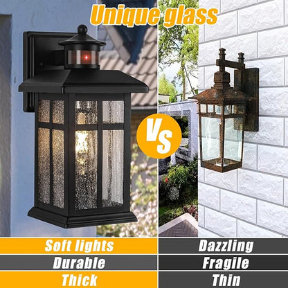 Brilvibera Outdoor Wall Light Motion Sensor - Updated Dusk to Dawn Outdoor Lighting, Exterior Light Fixture, Black Porch Lights & Outdoor Light for House Garage Entryway