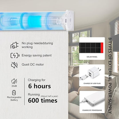 Bringnox Motorized Blinds with Remote,100% Blackout Smart Roller Blinds Compatible with Apple Homekit Google Home and Alexa Via HUB,and Customized (Safari White-03)