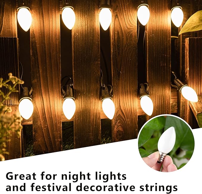 C7 E12 LED Night Light Bulbs 0.5W (5W Equivalent), 2700K Warm White Milky Glass Candelabra Bulbs, Low Watt Small Light Bulb for Window Candles, Chandeliers, Salt Lamp, Appliance, 6 Pack