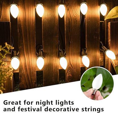 C7 E12 LED Night Light Bulbs 0.5W (5W Equivalent), 2700K Warm White Milky Glass Candelabra Bulbs, Low Watt Small Light Bulb for Window Candles, Chandeliers, Salt Lamp, Appliance, 6 Pack