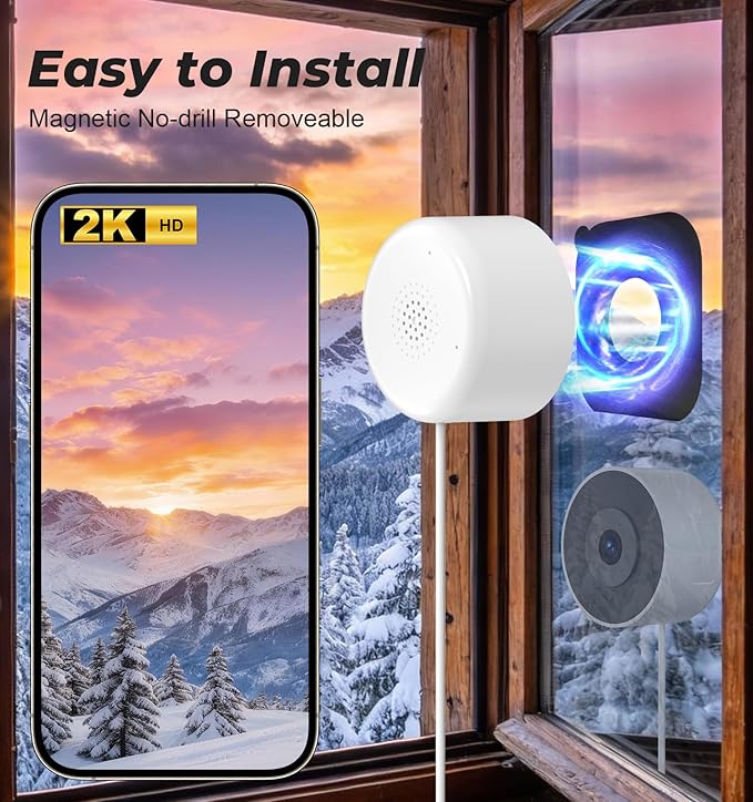 4MP/2K Window Security Camera 4Packs, No Drill 5G&2.4G WiFi Indoor Cameras for Home Security Monitoring Outdoor through Glass, Color Night Vision, 24/7 AI Human Detection, Apt. Easy Mag. Stick Install