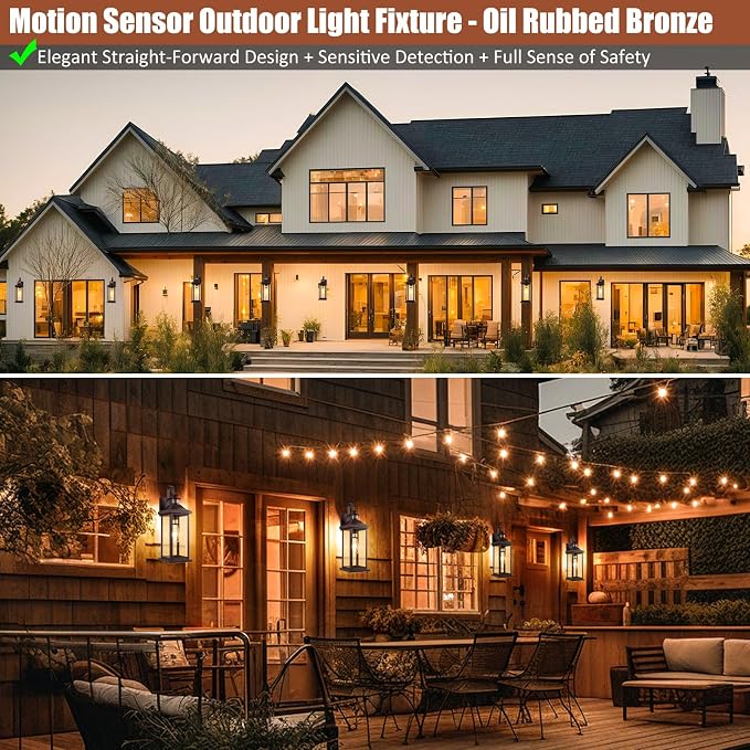 Bronze Outdoor Light Fixtures Motion Sensor Dusk to Dawn 18”