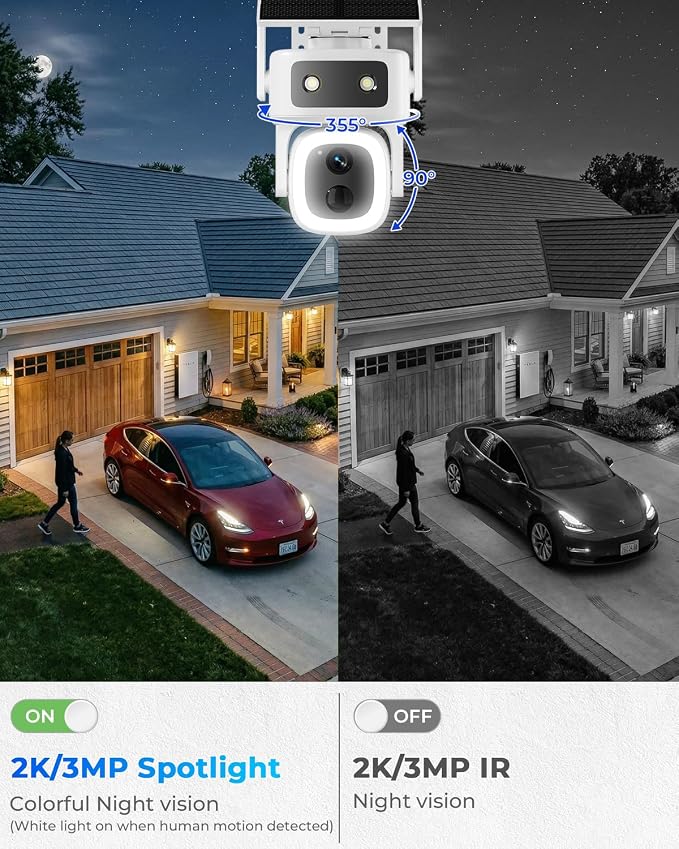 SANSCO 4G LTE Cellular Solar Security Camera, No WiFi, 360-Day Free Data