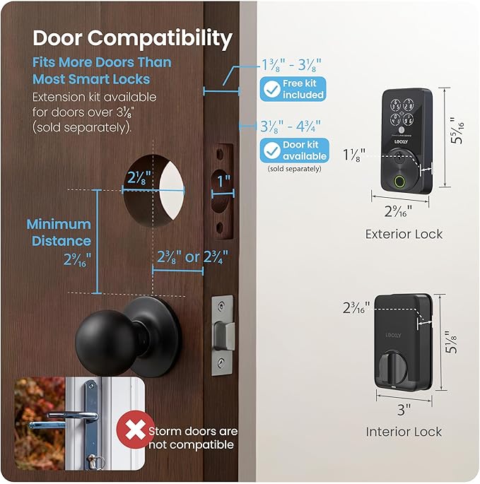 Lockly Secure Pro Zeno Series Smart Door Lock,Fingerprint Keyless Entry Door Lock for Front Door with Apple Home Key,Built-in Wi-Fi,Auto Lock, App Remote Control,IP65 Waterproof,Easy Installation