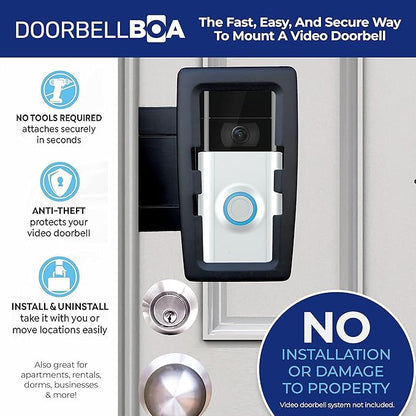 Anti-Theft Video Doorbell Door Mount, No Tools or Installation, Mounts Securely in Seconds, Compatible with Ring & Other Video Doorbells (Black)