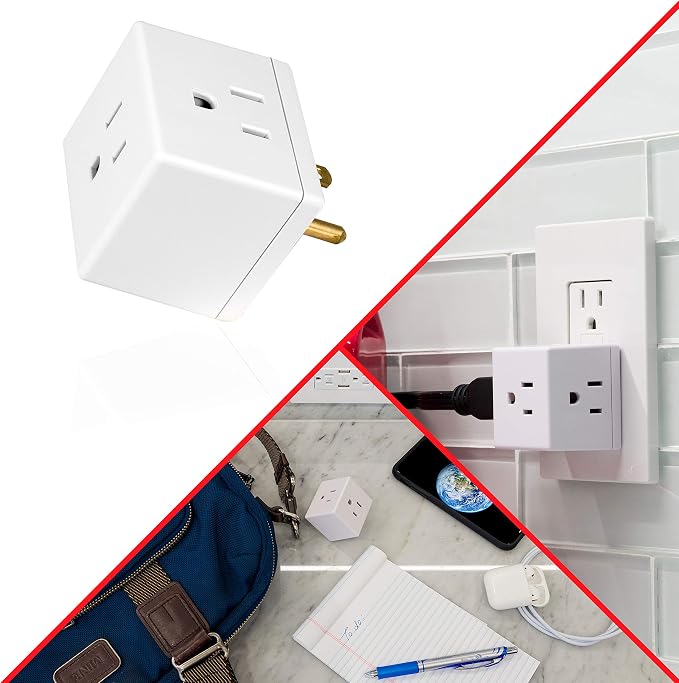 GE Outlet Extender, 3 Outlet Multi Plug Wall Power Splitter (Pack of 5)