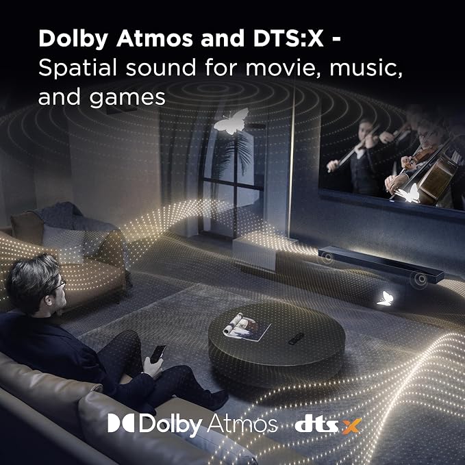 TCL Q65H 5.1 Surround Sound Bar with Wireless Subwoofer for Smart TV | Dolby Atmos DTS:X Calibration | 580W Power Bluetooth Home Theater Speaker with Bass | App Control & Remote Control | Latest Model