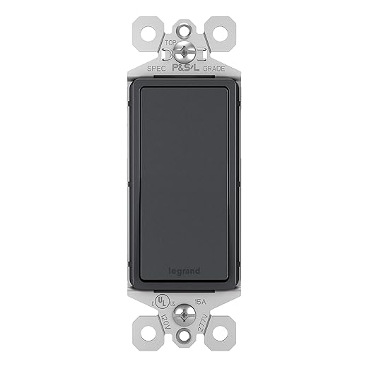 Legrand radiant TM870GCC10 15 Amp Rocker Wall Switch, Single Pole Decorator Light Switches, Graphite (1 Count)