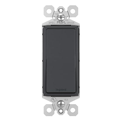 Legrand radiant TM870GCC10 15 Amp Rocker Wall Switch, Single Pole Decorator Light Switches, Graphite (1 Count)