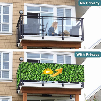 Shade&Beyond 3' X 5' Privacy Fence Screen Customized 450 GSM PVC Printed Privacy Fence with Zip Ties for Courtyards, Pools, Balconies-Green Leaves