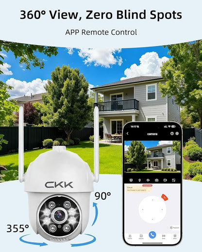 CKK 2K Security Camera Outdoor Corded Power, 3MP Cameras for Home Security