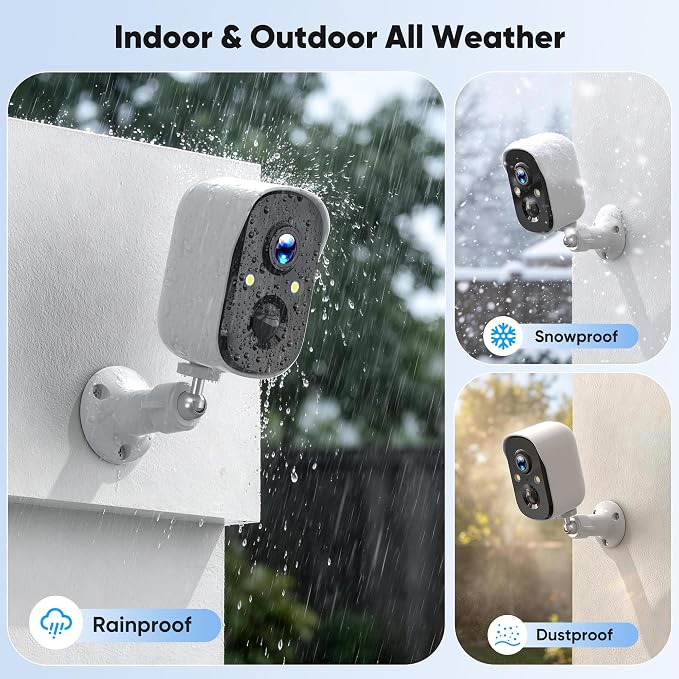 4MP Security Cameras Wireless Outdoor with Flexible Storage | Battery Powered Home Security Camera, AI Detection Wireless Security Camera, 2-Way Audio,Color Night Vision WIFI Camera