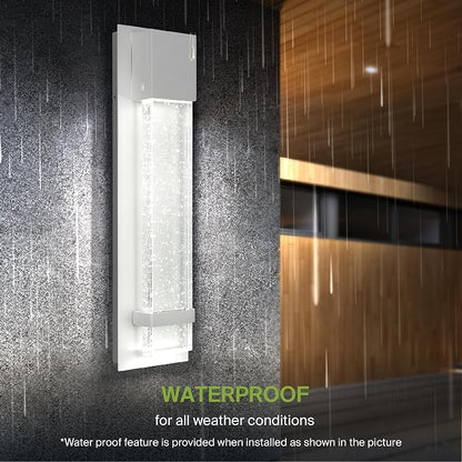 ASD LED 18" Bubble Glass Wall Light Fixture, Outdoor & Indoor Seeded Sconce | 3CCT, Waterproof, Dimmable, ETL Listed | 12W 500LM 3000-5000K 120V | Exterior Lantern, Porch Lighting | White