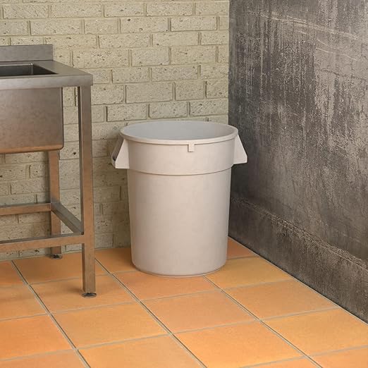 32 Gallon White Round Commercial Trash Can, Heavy-Duty Food Grade NSF Certified, Perfect for Restaurant, Office, School, Garage, Backyard, Workshop, Warehouse
