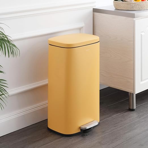 happimess Curtis 8 Gal Step Trash Can Soft Close 25", Daffodil Yellow
