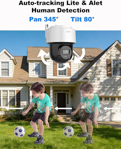 DS-2DE2C400MWG-E 4MP Hik PoE PT Security Camera Outdoor, with Human Detection Auto-Tracking, IP66 Weatherproof, 2.8MM Lens H.265+, Smart Hybrid-Light SD Card Slot(Up to 512 GB)