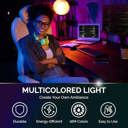 Flux FluxSmart - Bluetooth Light Bulb, Smart LED Bulb, Dimmable Smart Bulb, Smartphone-Controlled Hue Bulb with 16 Million Color Options, Compatible with iOS and Android Devices, 7W, A19, E26 Base