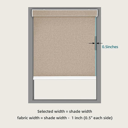 Changshade Custom Size Cordless Roller Shades with Valance, Blackout Roller Shades for Windows Roll-up Fabric Blinds with Thermal Insulated for French Door, Easy Installation Khaki Brown