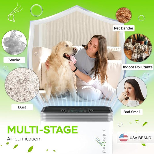 PURO²XYGEN Smart Air Purifiers For Home - Large Room Up to 2700 Sq Ft, H13