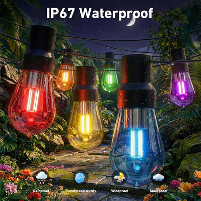 AILBTON RGB+IC 400FT Outdoor String Lights Bulbs IP67 Waterproof LED Color Changing Smart App Hanging Shatterproof Light with Remote Controller for Outside, Patio, Backyard, Garden, Party