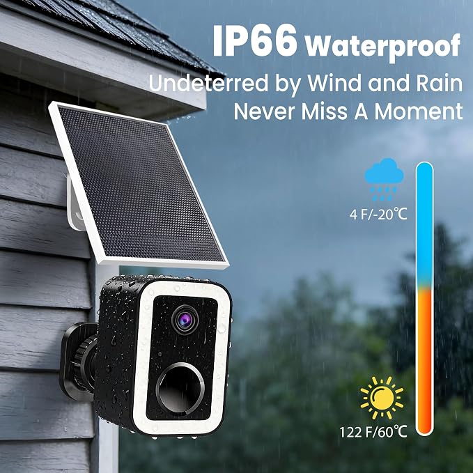 aidowocam Solar Power Outdoor Cameras Wireless Security Camera with Color Night Vision, WiFi 5G & 2.4G (2 Pack/Solar Panel)