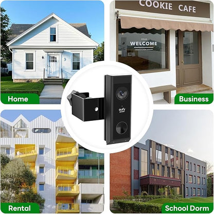 Anti-Theft Video Doorbell Mount for Eufy E340 Camera, Fully Metal Mounting Bracket, Anti-Blocks Motion Sensor, No Drilling Adjustable Accessories Mount for Houses/Apartments/Rentals-1 Pack