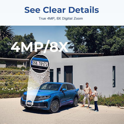 4MP Cameras for Home Security with Audio and Video, Indoor Security Camera for Baby Monitor, 2.4g/5g Outdoor Cameras for House/Pet/Baby, Plug and Play, Support 128G Card Storage (Not Included), Wired