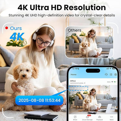 vebiliki Indoor Camera with 32GB TF Card, 4K WiFi Camera with Live View, Nanny Cam with Motion Alerts, Cloud & Local Storage, Auto Night Vision Indoor Security Camera for Baby, Pet & Elder Care