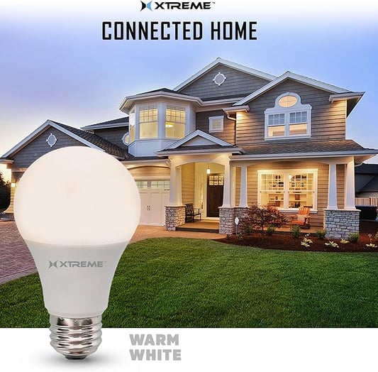 Xtreme 4 Pack Smart Wi-Fi Dimmable Warm White LED Light Bulb, A19, E26, Mobile App Control