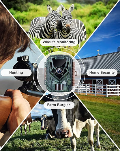 KJK Trail Camera 36MP 2.7K, Mini Game Camera with Night Vision 0.1s Trigger Time Motion Activated 130°Wide-Angle, Waterproof Trail Cam with 2.0” HD TFT Screen, Hunting Camera for Wildlife Monitoring