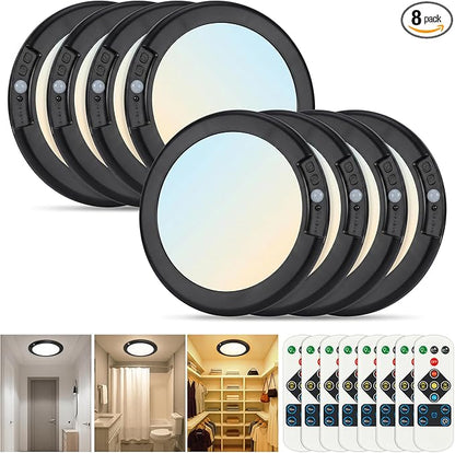 Black Wireless Rechargeable Ceiling Light - Motion Sensor Night Light Indoor with Remote, Battery Operated Led Lights for Bedroom Hallway, Living Room, Bathroom, Home & Kitchen Decor Lighting (8)