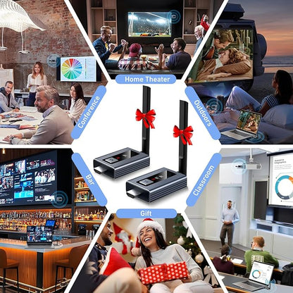 Wireless HDMI Transmitter and Receiver,HDMI Wireless Adapter 50M,Smart Thermal Control,Plug and Play,Metal Housing,LED Display,5GHz @60fps for Wirelessly Stream Video from Laptop,TV Box to TV/Monitor