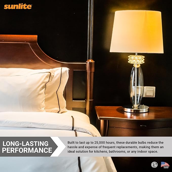 Sunlite ShabBulb, Shabbat Permissible LED Light Bulb, 7 Watt (40 Watt Equivalent) 3000K Warm White, 4 Pack