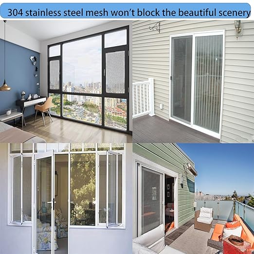 304 Stainless Steel Mesh Screen, 12 Mesh 304 Stainless Steel Security Screen, PVC Coated Heavy Duty 47inch x 118 inch Wire Mesh Window Screen Hardware Cloth Sturdy Metal Mesh Door Security Screen Mesh