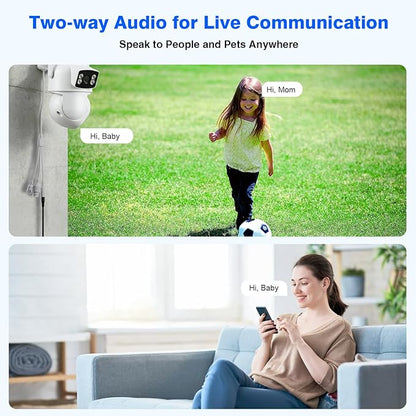 Expandable 16CH NVR Wireless Security System 10.1" Monitor, 4 Dual Lens PTZ 4MP Camera, Humanoid Motion Detection, Spotlight, Siren Alarm, 2-Way Audio, in/Outdoor, 1TB HDD, Color Nihgt Vision