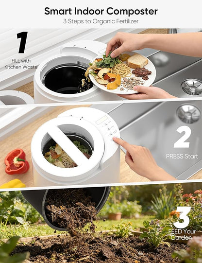 LUBBYGIM Electric Composter for Kitchen, 2.5L Smart Countertop Compost Bin, Auto-Cleaning & Odorless & Low Noise & Turn Food Waste into Fertilizer, Indoor Electric Food Waste Composter for Home Use