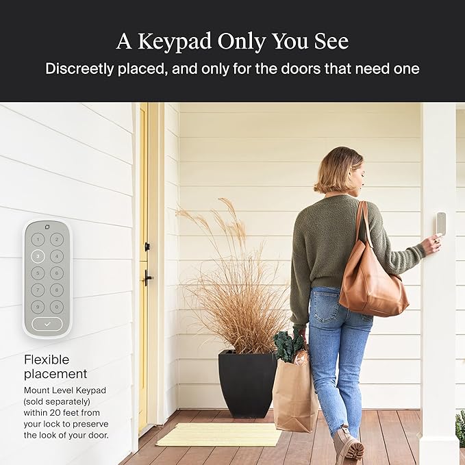 Level Lock Pro - World’s Smallest, Fastest, Innovative Smart Lock - Matter-Over-Thread Deadbolt Plus Apple Home Key - Keyless & Remote Access via Apple, Alexa, Google Home, SmartThings (Matte Black)
