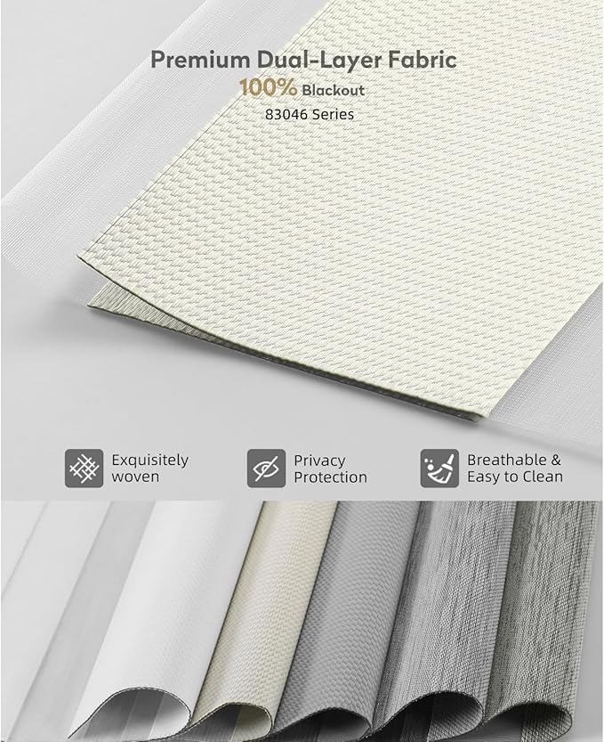 ACMEART Motorized Zebra Blinds,Smart APP & Remote Control 100% Blackout Shades,Compatible with Alexa,Custom Size Electric Window Blinds for Bedroom/Home/Office (Lvory)