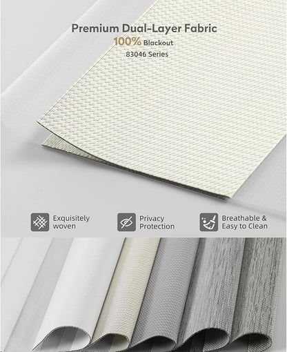 ACMEART Motorized Zebra Blinds,Smart APP & Remote Control 100% Blackout Shades,Compatible with Alexa,Custom Size Electric Window Blinds for Bedroom/Home/Office (Lvory)
