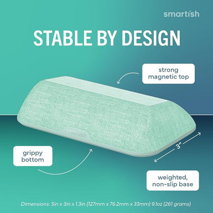 Smartish Magnetic Cord Holder, Bigger Cable Wrangler, Office Desk Organizer | Holds 8 Cords, 2 Cable Clips, Weighted Base, Charger Keeper, Phone Charging Cable Management, Nightstand Accessories, Green