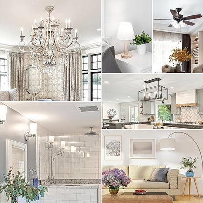 E12 LED Candelabra Bulbs 40W Equivalent, 6-Pack 4W 460LM Dimmable Candle Light, 5000K Daylight White Chandelier Bulbs, Flame Tip CA10 for Ceiling Fan, Home Decor