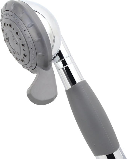 YOO.MEE ADA Handheld Shower, Fits Elderly and People Disabled in Action | Big-button Turning, Silicone Grip, Pause Setting, for Parkinson, Arthritis, 79 Inch Stainless Steel Hose Included, Chrome